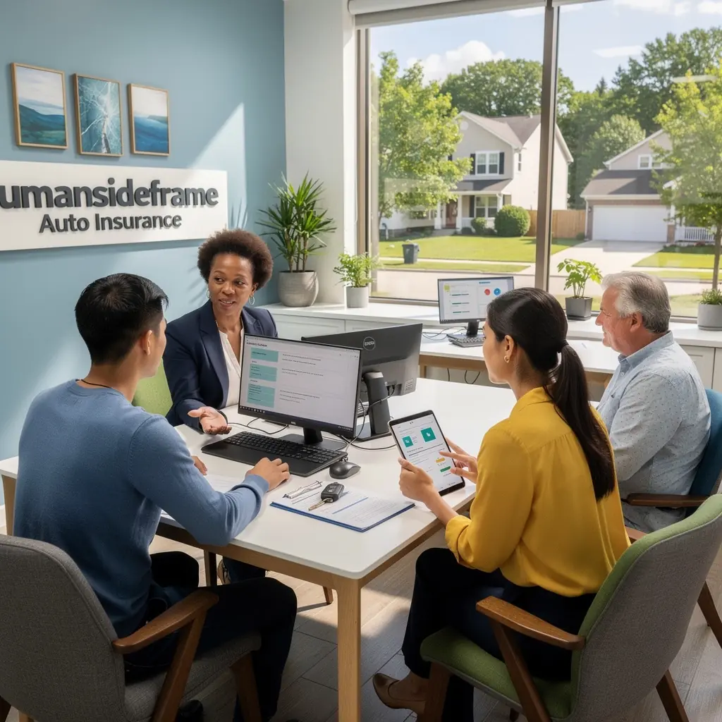 Grafika przedstawiająca przypomnienie o odnowieniu polisy ubezpieczeniowej na tle miejskiego krajobrazu.