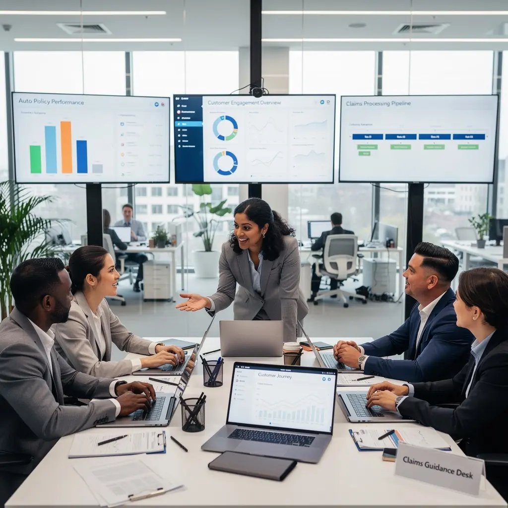 Kobieta rozmawiająca przez telefon, udzielająca informacji o zmianach w polisie ubezpieczeniowej.